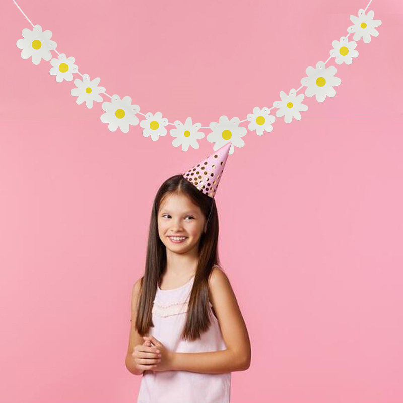 Baby Nursery Garland - 1 takım beyaz papatya çiçek afiş