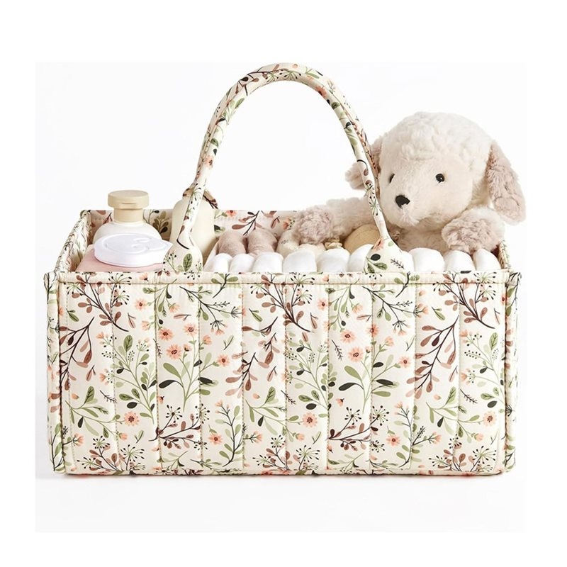 Baby Nursery Must Haves - WOTT-Şık Çiçek Desenli Bebek Bezi Düzenleyici,