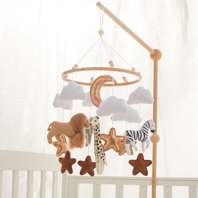 Crib Mobile Musical - Beşik Döner Oyuncakları Ahşap Bebek Çıngırakları