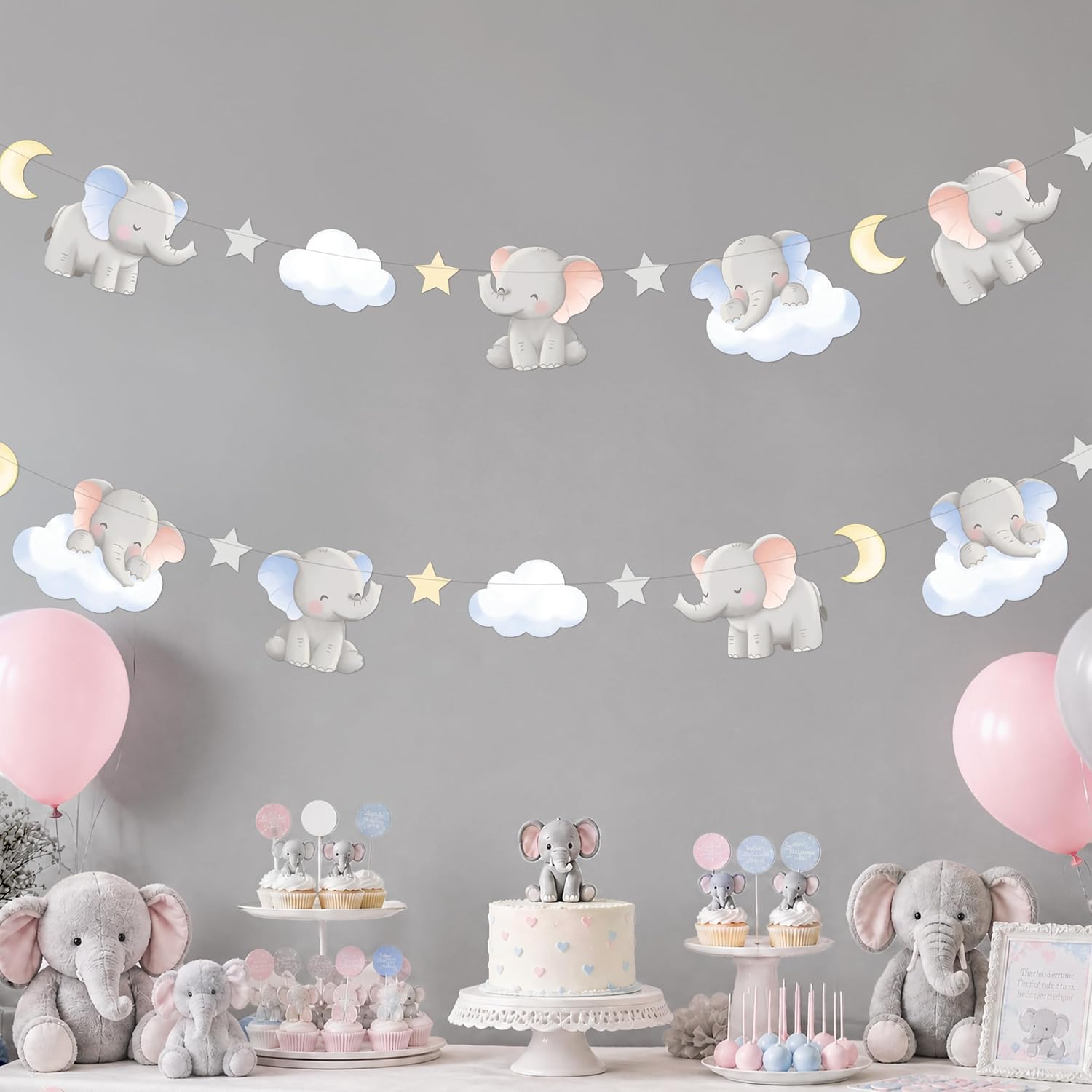 Baby Nursery Garland - 2 adet sevimli fil çelenk bebek