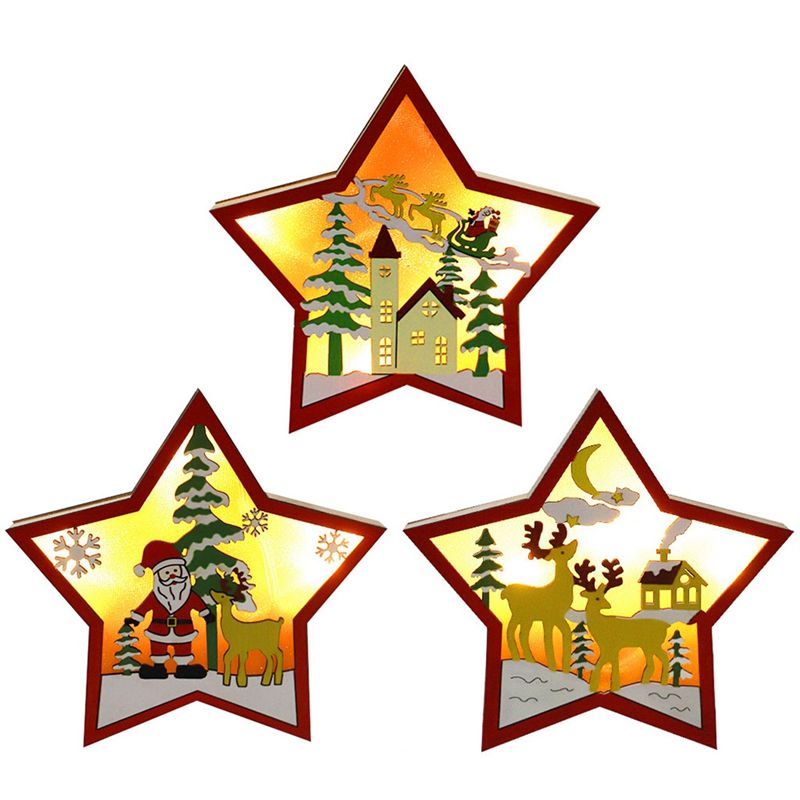 Baby Nursery Wall Lights - AA05 3 PCS LED Ahşap Yıldız