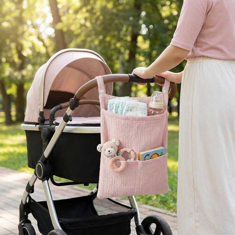 Baby Bag Nursery - Saf Pamuk Bebek Arabası Asılı Çanta
