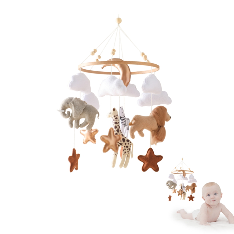 Crib Mobile Musical - Beşik Döner Oyuncakları Ahşap Bebek Çıngırakları