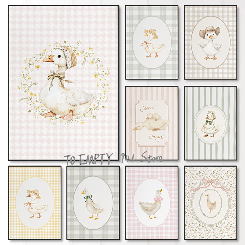 Baby Nursery Pictures - Aptal Küçük Kaz Kreş Ördeği Gingham