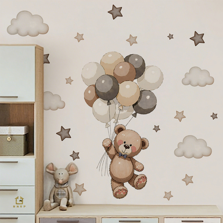 Baby Nursery Artwork - Sevimli Oyuncak Ayı Duvar Çıkartmaları, Çocuk