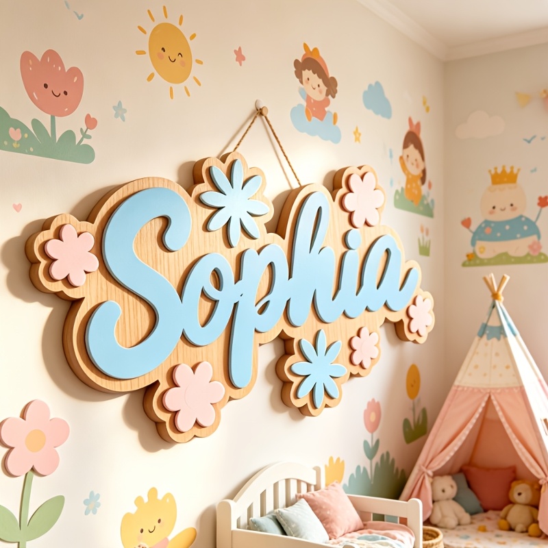 Baby Nursery Toy - Kişiye Özel Çiçek Temalı İsimli Oda