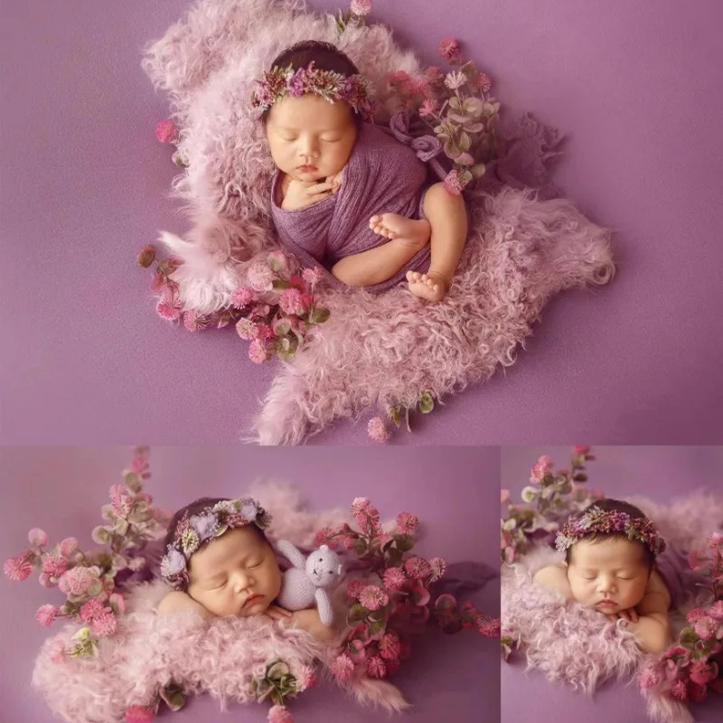 Baby Wrap Stretchy - Mor Tonları Yenidoğan Fotoğraf Sahne Esnek