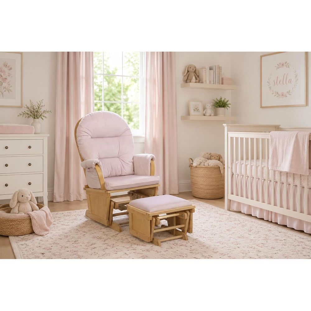 Baby Nursery Pink - Madison Bebek Salıncağı, Puf ile, Ahşap