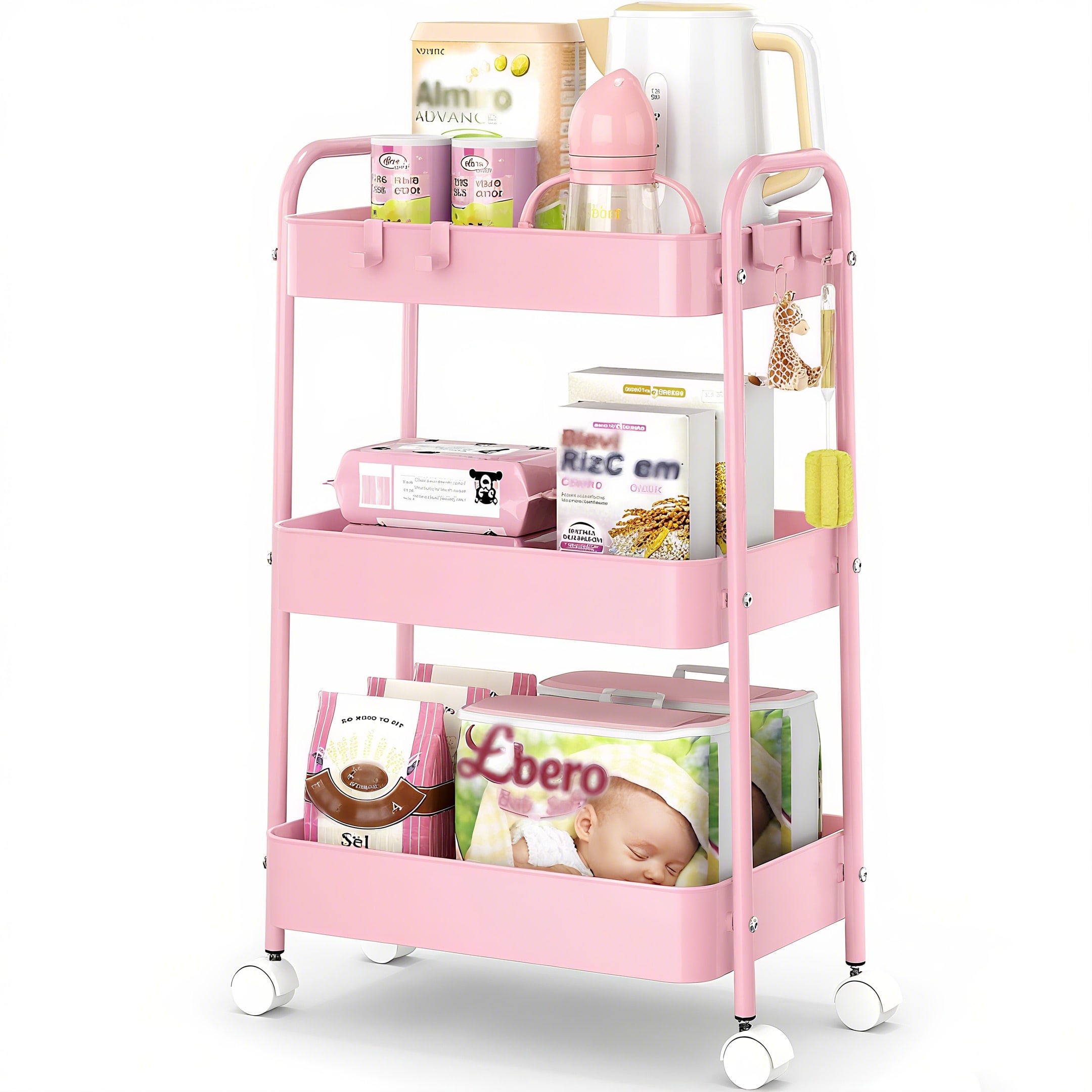 3 Katmanlı Tekerlekli Metal Ar - Baby Nursery Pink incelemesi ve fiyatı