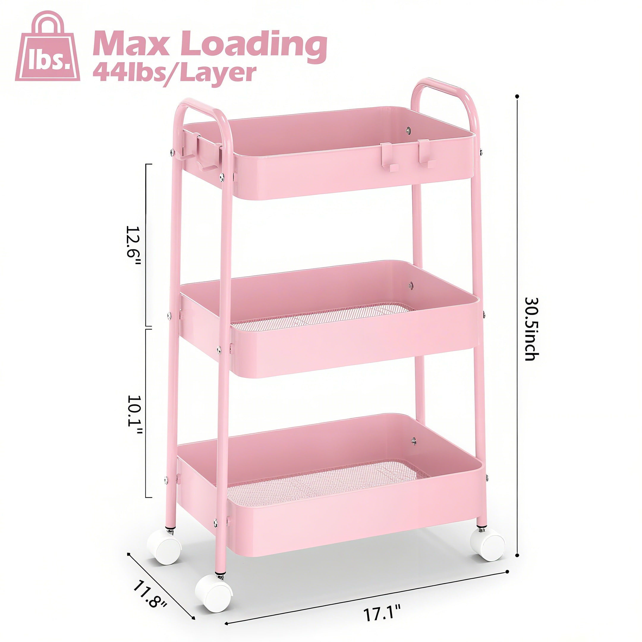 3 Katmanlı Tekerlekli Metal Ar - Baby Nursery Pink incelemesi ve fiyatı