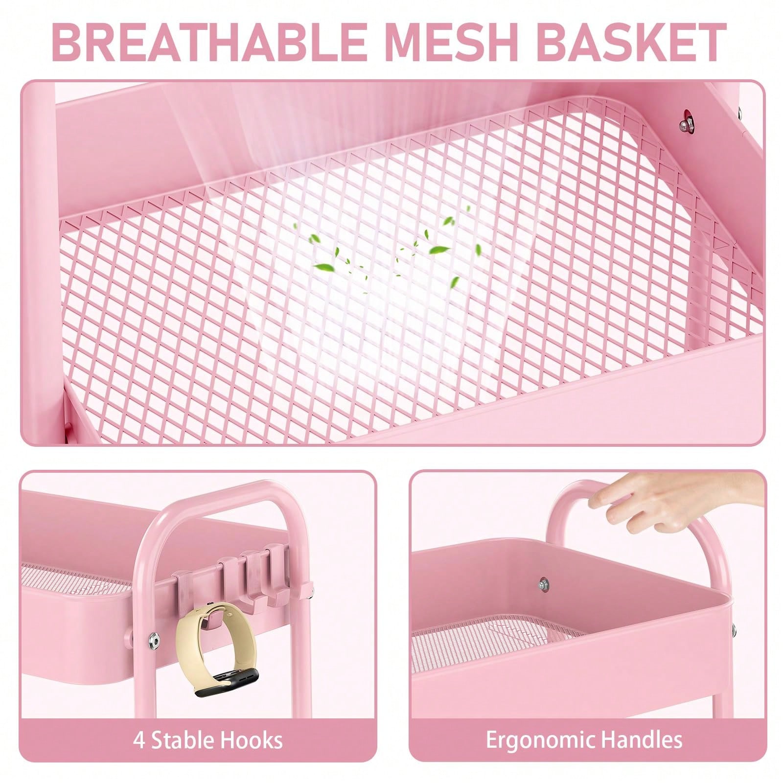 3 Katmanlı Tekerlekli Metal Ar - Baby Nursery Pink incelemesi ve fiyatı