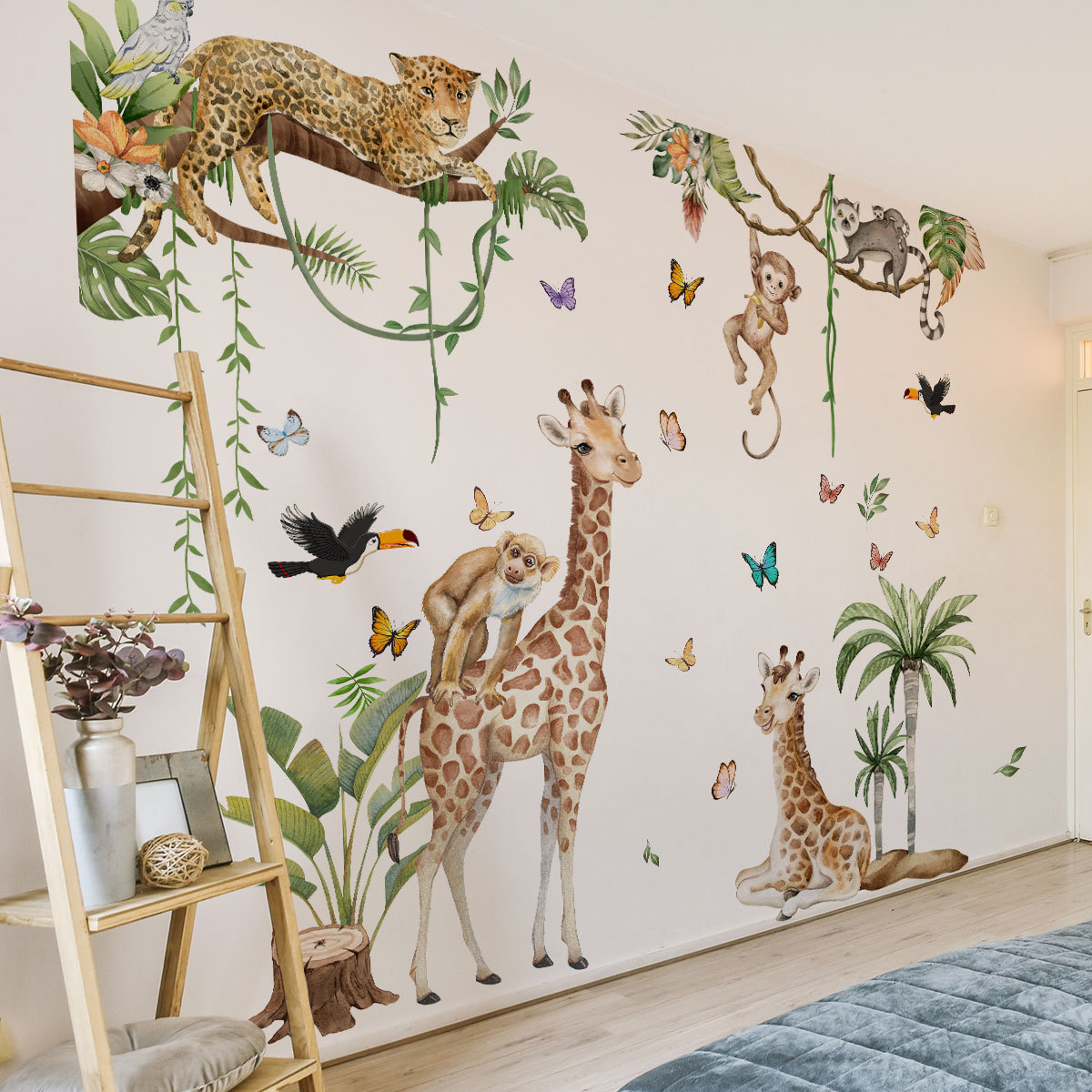 Büyük Orman Hayvanları Duvar S - Baby Nursery Jungle Wallpaper incelemesi ve fiyatı