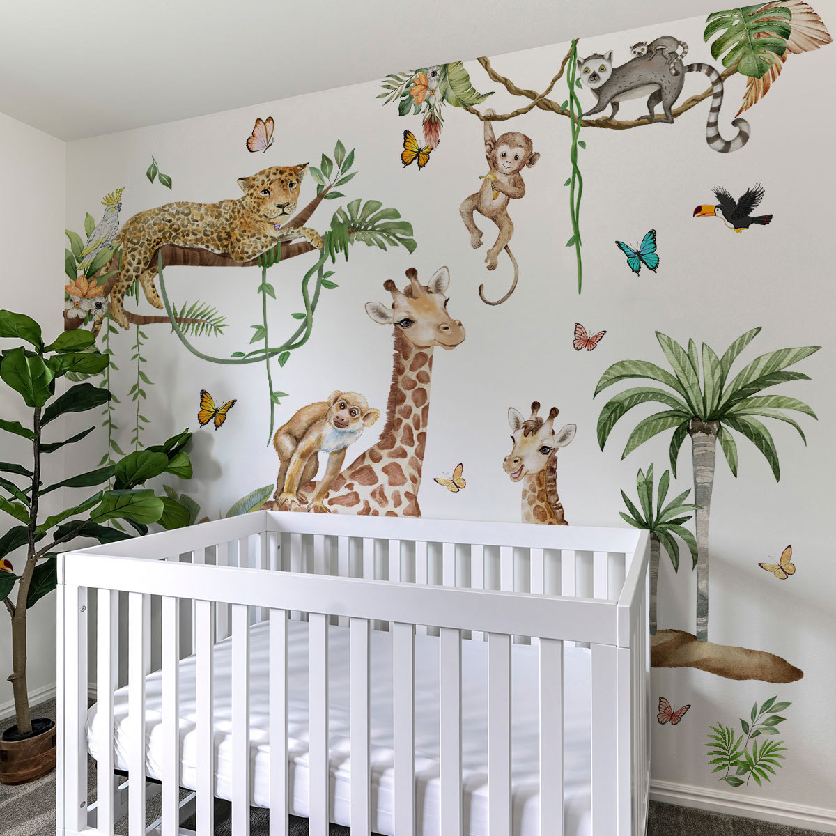 Büyük Orman Hayvanları Duvar S - Baby Nursery Jungle Wallpaper incelemesi ve fiyatı