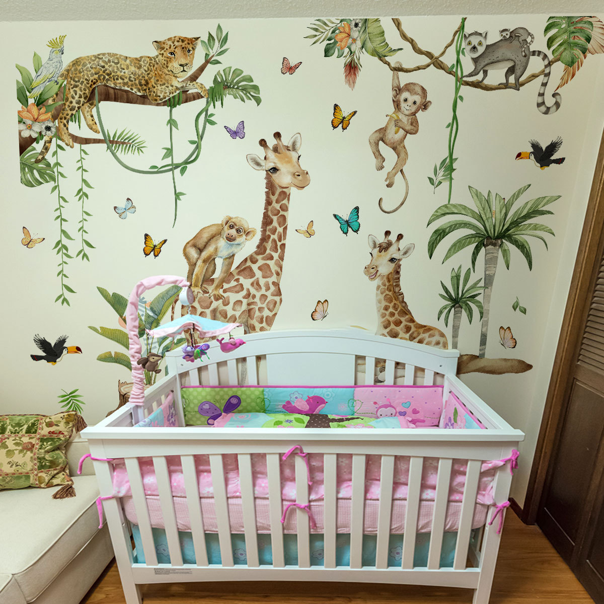Büyük Orman Hayvanları Duvar S - Baby Nursery Jungle Wallpaper incelemesi ve fiyatı