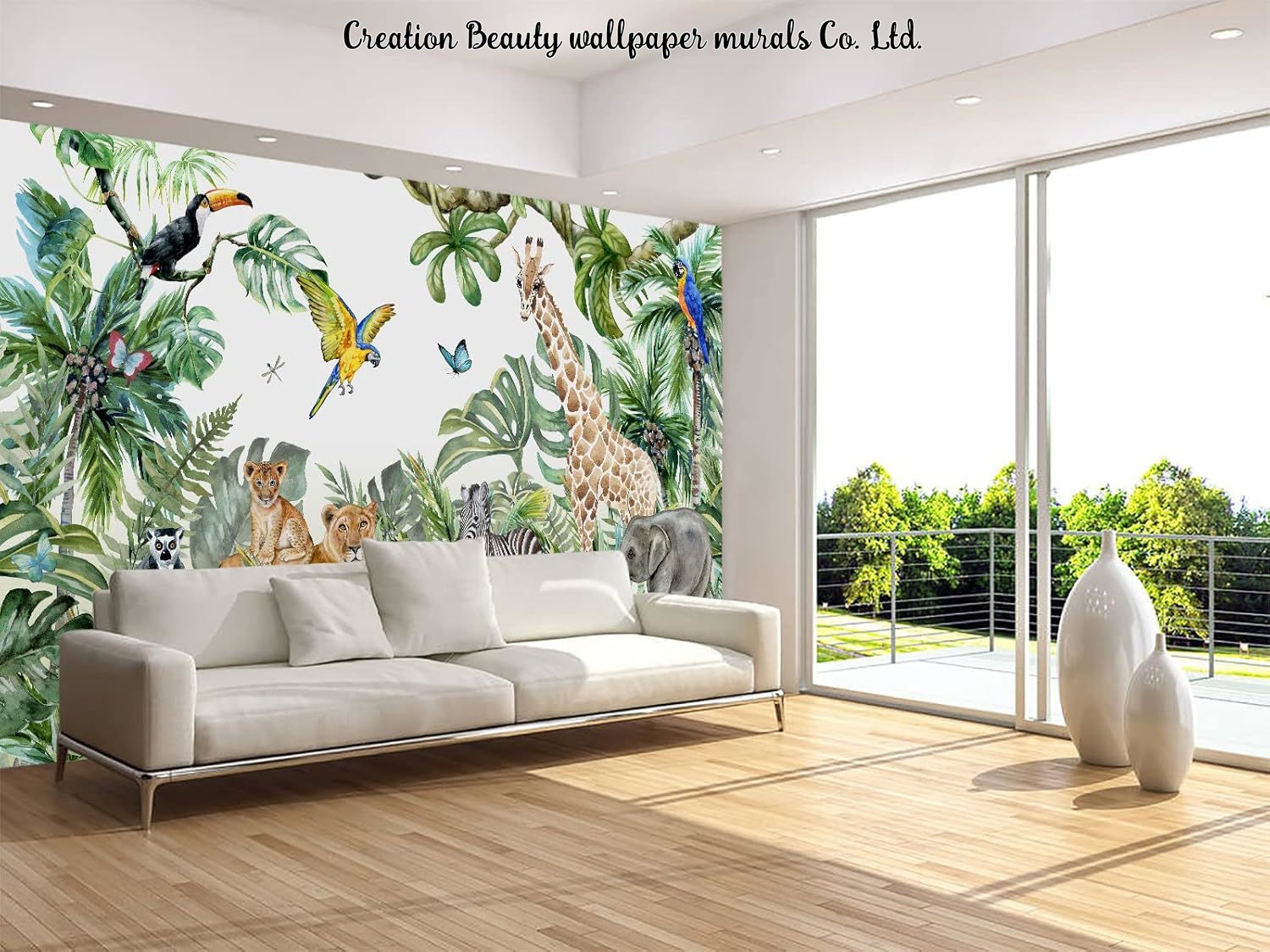 Suluboya Hayvanlar Orman Duvar - Baby Nursery Jungle Wallpaper incelemesi ve fiyatı