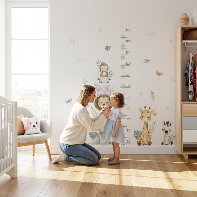 Çocuk Büyüme Tablosu Etiketi O - Baby Nursery Jungle Wallpaper incelemesi ve fiyatı