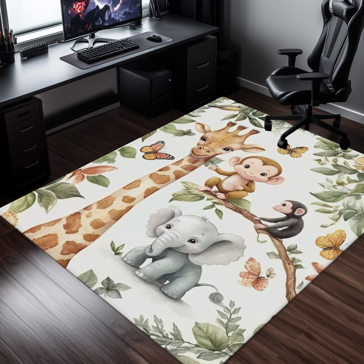Suluboya Hayvan Orman Baskı Al - Baby Nursery Jungle Rug incelemesi ve fiyatı