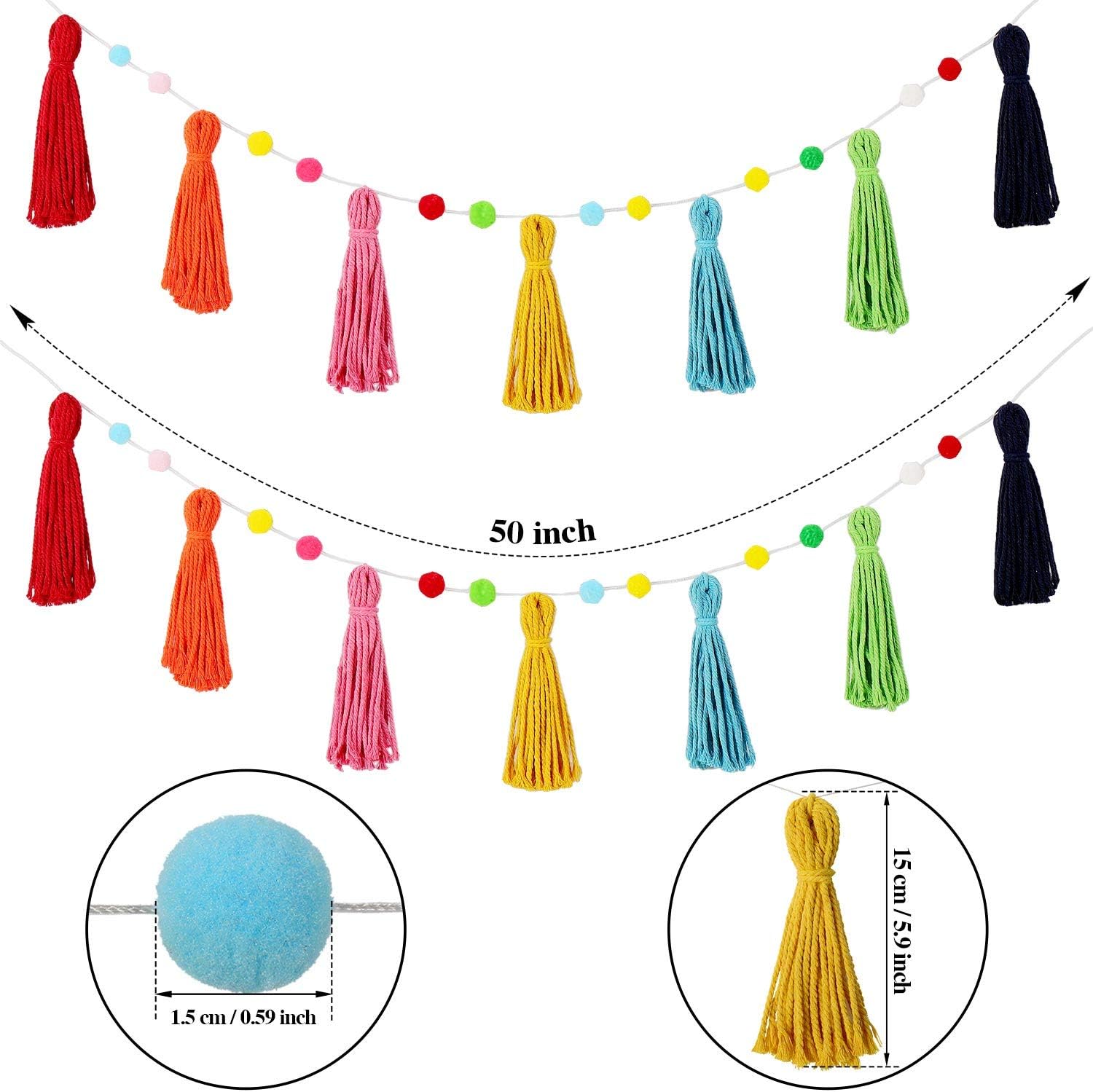 3 adet Renkli Gökkuşağı Boho P - Baby Nursery Garland incelemesi ve fiyatı