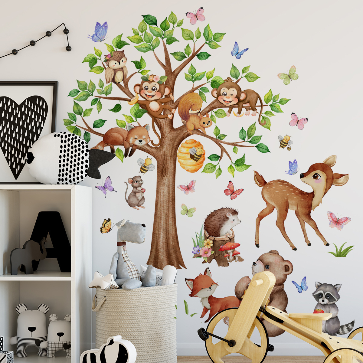 Karikatür Orman Hayvan Ağacı d - Baby Nursery Jungle Wallpaper incelemesi ve fiyatı