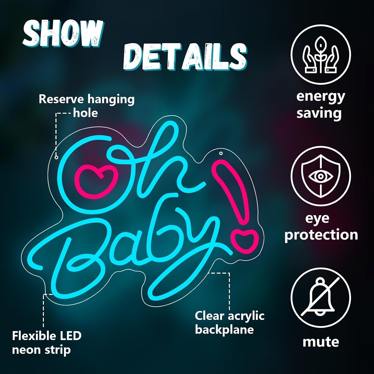 Oh Baby Kalp LED Neon Işık USB - Baby Nursery Wall Lights incelemesi ve fiyatı