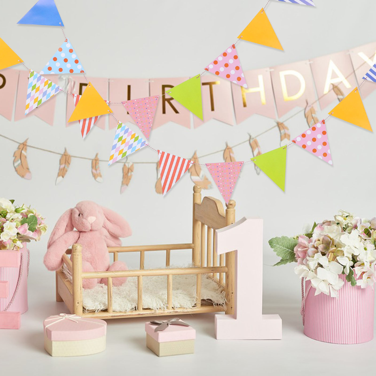 Üçgen Kağıt Bayraklar Çelenk R - Baby Nursery Garland incelemesi ve fiyatı