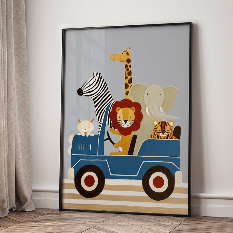 Komik Karikatür Hayvan Araba B - Baby Nursery Pictures incelemesi ve fiyatı