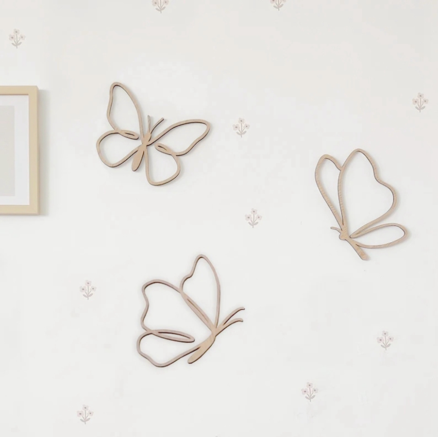 Ahşap kelebekler tabelası, Ahş - Baby Nursery Artwork incelemesi ve fiyatı
