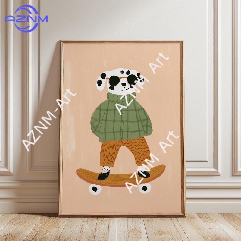1 adet komik hayvan kaykay pos - Baby Nursery Artwork incelemesi ve fiyatı