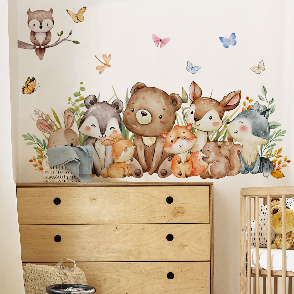 Karikatür orman hayvanları duv - Baby Nursery Jungle Wallpaper incelemesi ve fiyatı