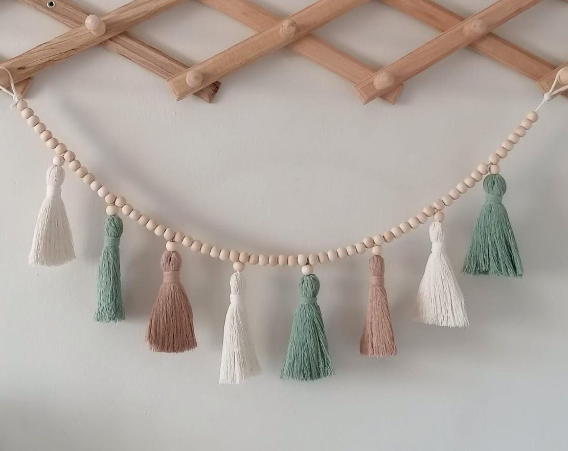 Püskül makrome Garland , Boho  - Baby Nursery Garland incelemesi ve fiyatı