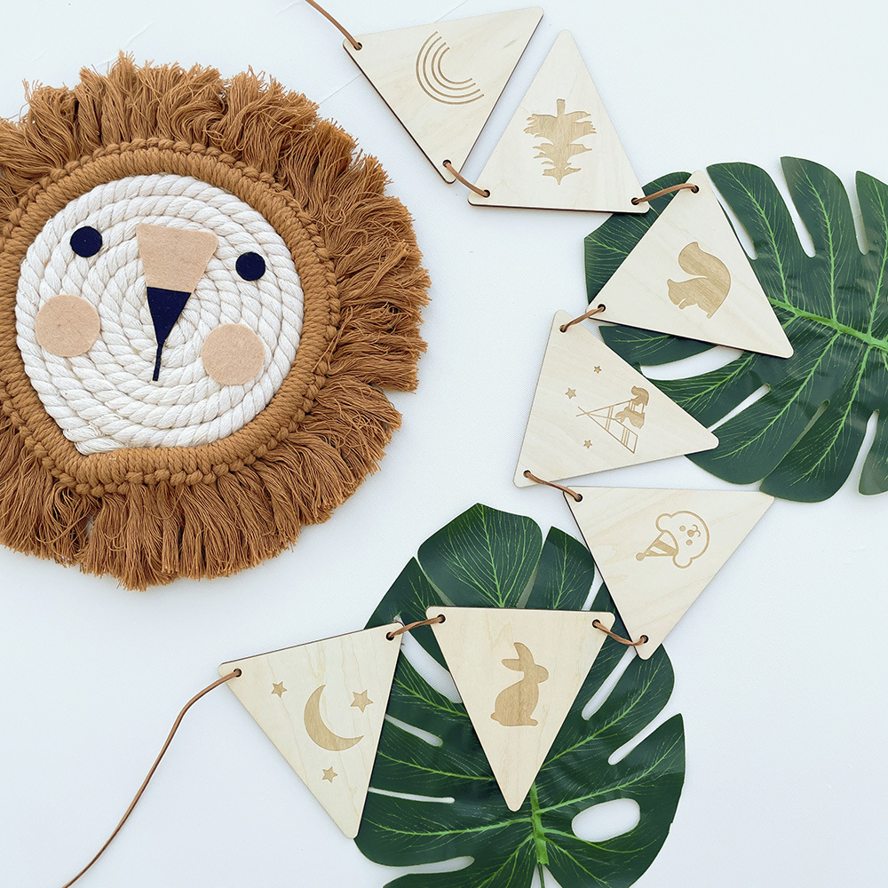 İskandinav ahşap üçgen bayrak  - Baby Nursery Garland incelemesi ve fiyatı
