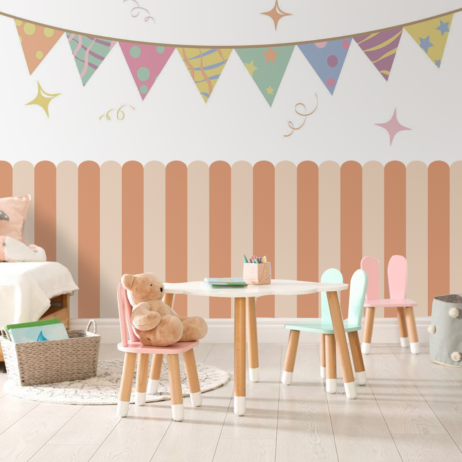 Çok renkli Dikey Çizgili Ark D - Baby Nursery Pictures incelemesi ve fiyatı